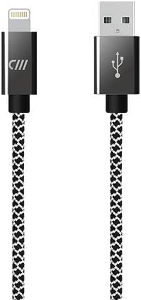 10ft Marbled Woven Lightning Cable - Black/White......