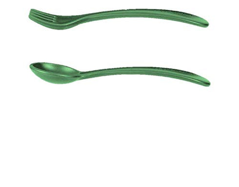 5 Piece Plastic Toddler Silverware Spoon and Fork Utensil Set - Reusable Toddler Cutlery with Hygienic Travel Pouch (Green)...