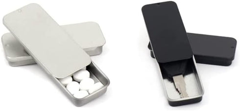 HLLMX3 PCS Mini Metal Tin Box Containers Metal Slide Top Tin Containers Rectangular Empty Hinged Tins Box Containers 3.15 by 1.34 by 0.4 Inch for ...