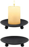 2pcs Black Iron Plate Candle Holder, Candle Trays,Pedestal Candle Stand for Wax Candles, Incense Cones, Spa, Weddings...