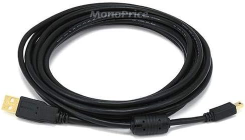 Monoprice 1.5-Feet USB 2.0 A Male to Mini-B 5pin Male 28/24AWG Cable with Ferrite Core (Gold Plated) (105446),Black......