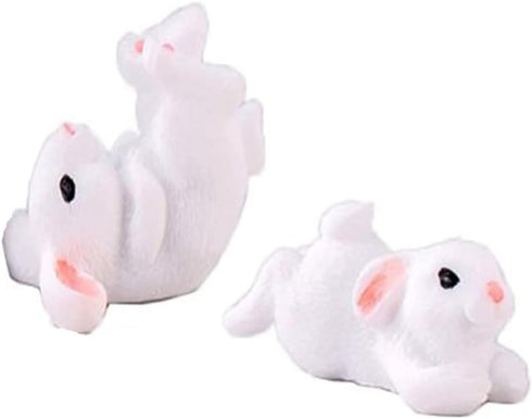 Miniature Bunny Rabbit Resin Figurine Easter Mini Bunny Ornament Cute Miniature Bunny Statue Tiny Animal Cake Topper Fairy Garden Supplies...