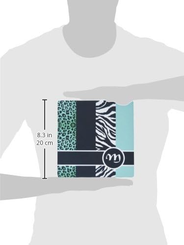3dRose LLC 8 x 8 x 0.25 Inches Mouse Pad, Elegant Animal Print Monogram Teal M (mp_35570_1)...
