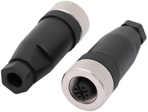 M12 Field Wireable Connector 4 Pin Straight Cable Mount Aviation Plug Waterproof IP67 Industrial Circular Sensor Connector (Female, A Code)...