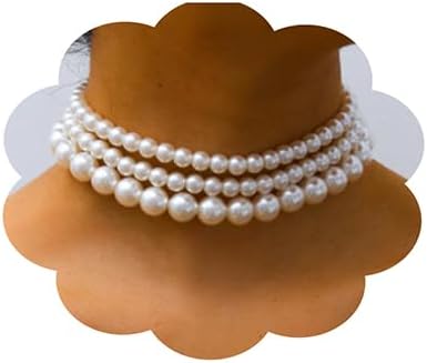 3PCS Multi-Layer Simulated Pearl Choker Necklace Multi-Strand Pearl Statement Bridal Choker Necklace 1920s Pearl Jewelry for Wedding Party 20s Fla...