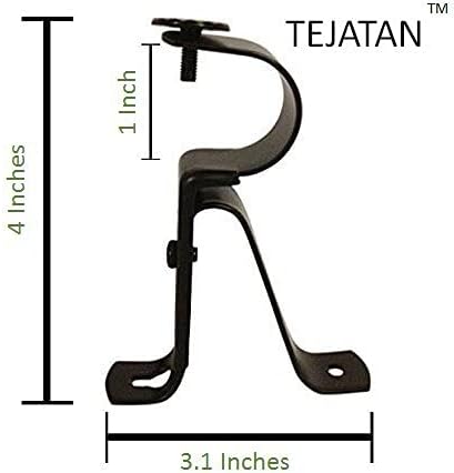 Curtain Rod Bracket for 1-Inch Diameter rods - (Set of 4 (2 Pairs, Black) (Can Also be Known as Curtain Rod Hangers, Drape Rod Hooks for Wall, Cur...
