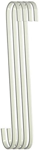 4-Pack 12 Inch White Finish Steel Hanging Flat Hooks - S Shaped Hook Heavy-Duty S Hooks, for Kitchenware, Pots, Utensils, Plants, Towels, Gardenin...