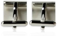 Men's Unique Red Enamel Square Silver Cufflinks with Travel Presentation Gift Box Groom Groomsmen Wedding...