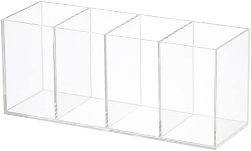 Acrylic Pen Holder 4 Compartments Clear Pencil Holder Organizer Makeup Brush Holder...