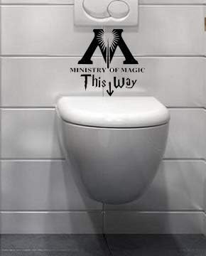 Ministry of Magic This Way Toilet Decor Wall Vinyl Decals Bumper Stickers for Cars, Van, Trucks, Laptop, Waterproof, 7.5" x 6.4"...