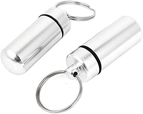 Aluminum Waterproof Pill Bottle Drug Holder Container Keychain 2pcs...
