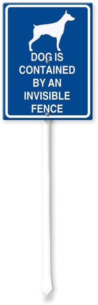 Dog is Contained by An Invisible Fence Yard Sign with Stake 7x8.8inch Rustproof Outdoor Aluminum Sign for Yard Garden Lawn Street Outdoor...