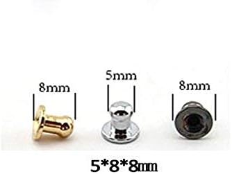 YICBOR 60pcs/Pack 5x8x8mm Alloy Screw Knob Rivets Handmade Crafts ZD-015 for Belt Shoes Watchband Metal Silver/Black/Bronze/Gold (Nickle)...
