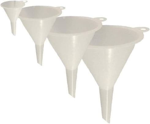 Chef Craft Set of 4 General Purpose Plastic Assorted Sizes Nested Funnel Set, White...