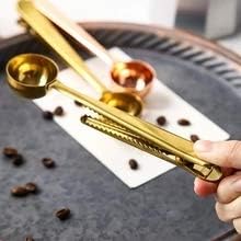 3 PCS Coffee Scoop with Clip 2 in 1 Stainless Steel 1 tbsp Ground Measuring Spoon with Bag Clip for Coffee Tea...