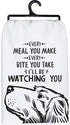 Primitives by Kathy Every Meal You Make Every Bite You Take I'll Be Watching You Decorative Kitchen Towel, 28" x 28"...