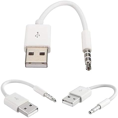 2 Pack for iPod Shuffle Charger Cable USB Data Sync Charging Cord Replacement Jack 3.5mm Male AUX Plug to USB Male Adapter for Apple iPod Shuffle ...