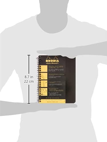 RHODIA 193439C - Spiral Notebook (Full Bound) Notebook Black - A5+ - Dot Dot - 160 Detachable Pages - White Clairefontaine Paper 80 g/m - Soft and...