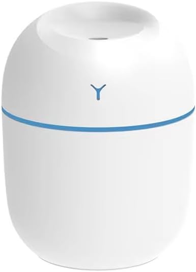 Ultrasonic 220ml Mini Humidifier Aroma Oil Diffuser USB Cool Mist Humidifier with Colorful Night Light for Home Car,Kitchen (White)...