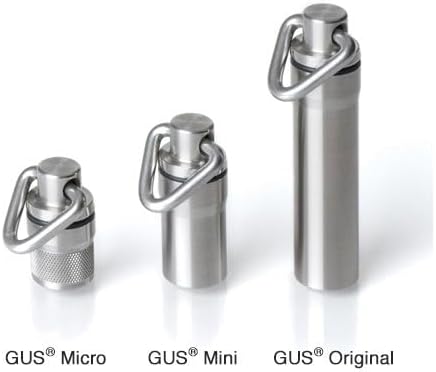 GUS Original Pill Fob, Made in USA, Stainless Steel Keychain Pill Holder, AAA Battery Holder...