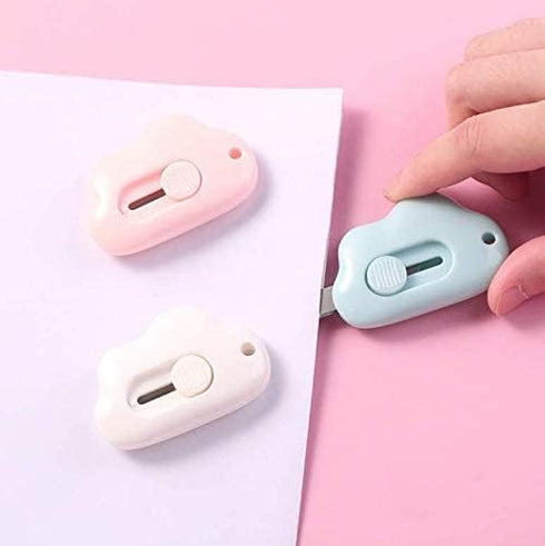 3 Pcs Cloud Shaped Mini Art Utility Knives Box Cutter Retractable Letter OpenerPortable, Suitable for Cutting Envelopes...