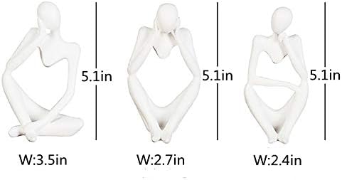 Asng Resin Thinker Style Abstract Sculpture Statue Collectible Figurines Home Office Bookshelf Desktop Decor (White,Left, Small)...