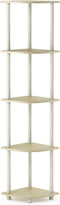 Furinno Turn-N-Tube 5 Tier Corner Display Rack Multipurpose Shelving Unit, 1-Pack, Cream Faux Marble/White...