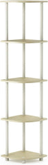 Furinno Turn-N-Tube 5 Tier Corner Display Rack Multipurpose Shelving Unit, 1-Pack, Cream Faux Marble/White...