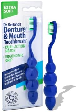 Dr. B Dental Solutions Ergonomic Denture Toothbrush Extra Soft Bristles, Removes Stains & Odor Precision Design for Implants & Overdentures Single...
