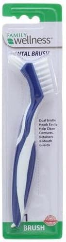 Denture Cleaning Brush, Dual Bristle Heads, with Deep Clean Pick, Assorted Colors...