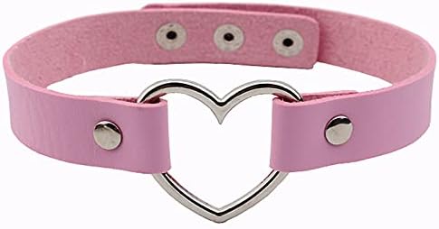 COLORFUL BLING Punk Gothic Hiphop Fashion Leather Choker O-ring Chain Collar Adjustable Heart Circle Necklace for Women Girls...