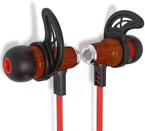 Symphonized NRG Bluetooth Wireless Wood in-Ear Noise-isolating Headphones, Earbuds, Earphones with Mic & Volume Control (Red)...