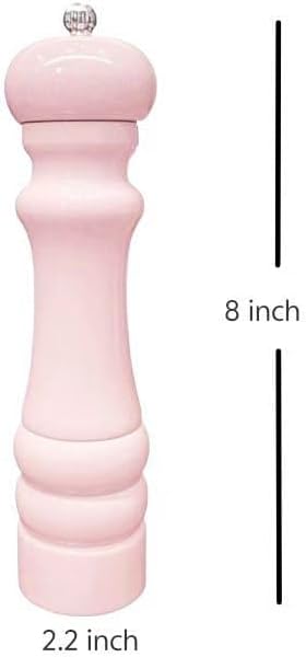 Summer Party 8-Inch Wooden Salt or Pepper mill– Oak Manual grinder with Ceramic Core, Adjustable Coarseness, BBQ, Manual Pepper Grinder,Camping Sp...