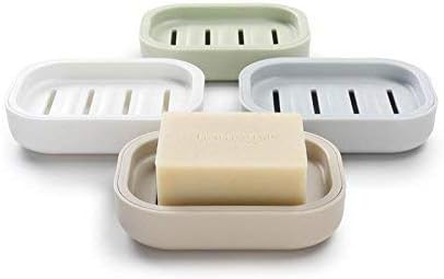 Plastic Soap Dish, Container, Keeps Soap Dry,Easy Cleaning,Drain,White...