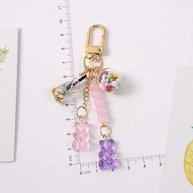 Purple Cute Resin Gummy Bear Key Chain Candy Color Animal Bear Charms Keychains Car Keys Bag Pendant Keyring Jewelry Gift Accessories...