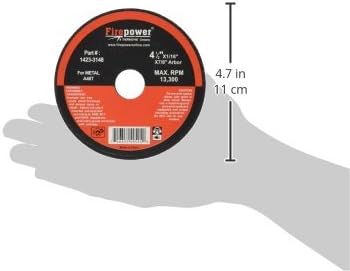 Firepower 1423-3184 Type 1 Abrasive Cut-Off Wheel for Metal, 4-1/2-Inch Diameter, 1/16-Inch Width with 7/8-Inch Hole, 5-Pack...