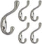 QCAA Premium Quality Heavy Duty Coat and Hat Hook Hanger, 3-3/8", Zinc Die Cast, Satin Nickel, 5 Pack, Made in Taiwan...