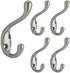 QCAA Premium Quality Heavy Duty Coat and Hat Hook Hanger, 3-3/8", Zinc Die Cast, Satin Nickel, 5 Pack, Made in Taiwan...