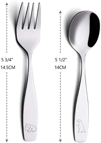 ANNOVA Children's Flatware 12 Pieces Set - Stainless Steel Silverware 6 x Safe Forks, 6 x Dinner Spoons - Kids Toddler Utensils Lunch Box (Engrave...