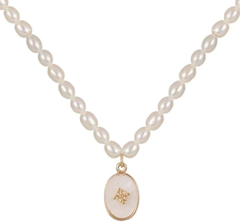 Natural Freshwater Pearl Choker Necklace for Women, 14K Gold Plated Pearl Necklaces Fashion Handmade Jewelry Gift...