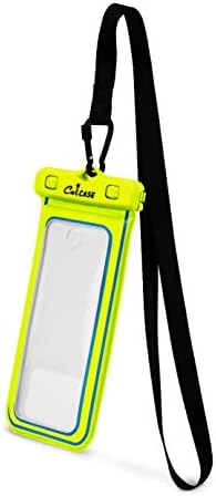 CaliCase Extra Large Waterproof Floating Phone Pouch - IPX8 Waterproof Floating Phone Case with Lanyard for iPhone X-15/ S20-S24/ Pixel 1-8 - Yell...