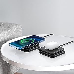 Wireless Charger Station, 3 x 1 Magnetic Foldable Charging Station, Compatible with iPhone 15/14/13/12 Series, iwatch, Airpods Pro, Wireless Charg...