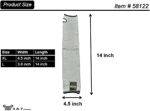 G & F 58122XL CUTShield 14-Inch Long Sleeve with Thumb Hole, Cut Resistant Level 5, Slash Resistant Sleeve(Larger Arm Width compared to size Large...