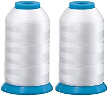 Set of 2 Huge White Spools Bobbin Thread for Embroidery Machine and Sewing Machine - 5500 Yards Each - Polyester -Embroidex 90 Weight...