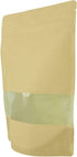 50 Rice Paper Stand-up Zip Pouch with Window (Medium, Natural Kraft)...