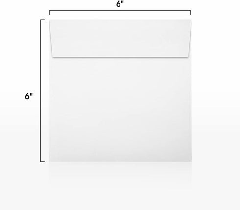 LUXPaper Square Invitation Envelopes | Peel & Press | 6" x 6" | Bright White | 80lb. Text | 50 Qty...