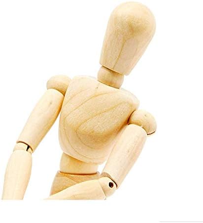 8 Inch Artists Wooden Manikin Flexible Body Joints Human Figure Puppet Model Wood Male Mannequin Doll Ornament Stand for Home Office Desk Decorati...