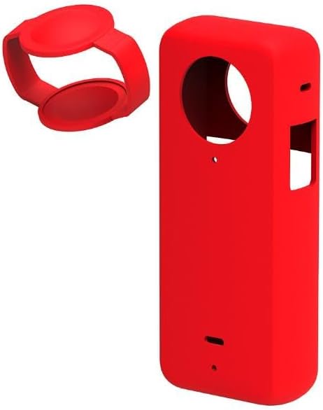 Silicon case+Lens Cap for Insta360 ONE X3 Camera,Comprehensive Protection Waterproof & Dustproof Lightweight (Red)...