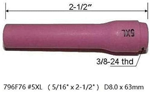 RIVERWELD TIG Alumina Nozzles Ceramic Cups Long Assorted Size Kit 796F74 (#3XL 3/16") 796F75 (#4XL 1/4") 796F76 (#5XL 5/16") 796F77 (#6XL, 3/8") O...