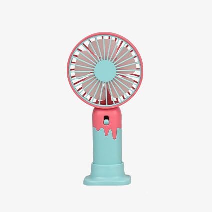 New Cartoon Fruit Handheld Fan USB Charging 2-speed Wind with base Portable Fan Summer Fan Gift fan (Dblue)...